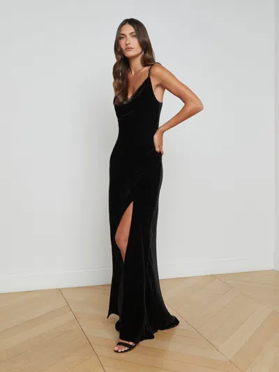 Shop L Agence Venice Velvet Gown In Black