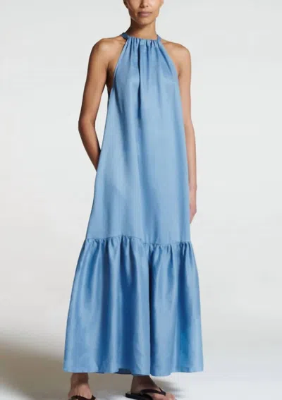 Asceno Ibiza Linen Dress In Cornflower Blue In Multi