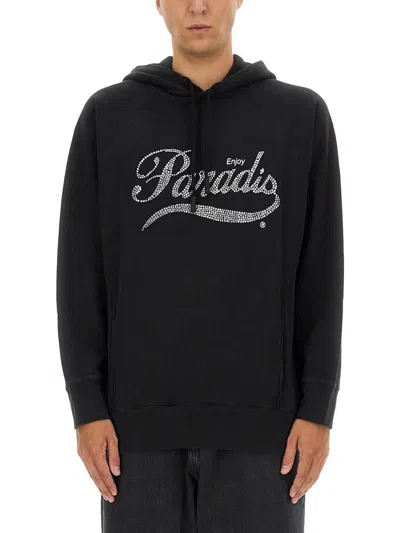 3paradis 3.paradis Relaxed Fit Black Hoodie In Black