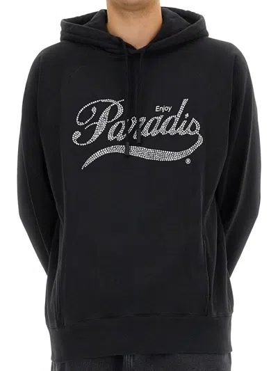 3paradis 3.paradis Relaxed Fit Black Hoodie In Black