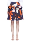 DELPOZO Ruffle trim abstact floral print skirt