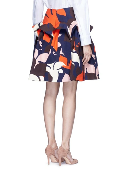 Shop Delpozo Ruffle Trim Abstact Floral Print Skirt