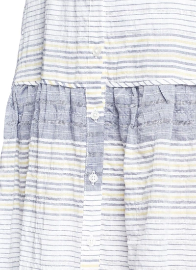 Shop Lisa Marie Fernandez Button Down Stripe Crinkle Tiered Maxi Dress