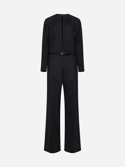 Gucci Viscose Jumpsuit With Belt In Black