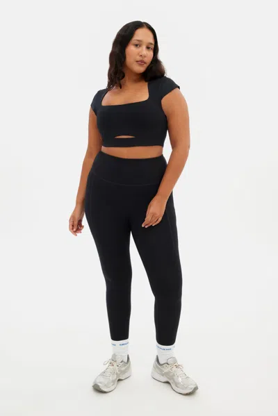 Girlfriend Collective Black Farrah Cap Sleeve Bra