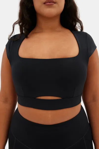 Girlfriend Collective Black Farrah Cap Sleeve Bra