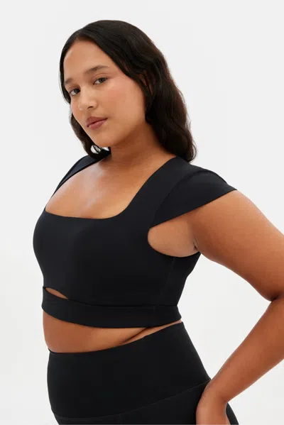 GIRLFRIEND COLLECTIVE BLACK FARRAH CAP SLEEVE BRA 