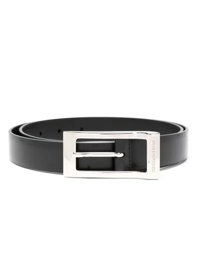 Dolce & Gabbana Brushed-leather Belt In Black