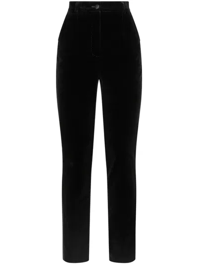 Dolce & Gabbana Pleated Wool-blend Gabardine Straight-leg Pants In Black