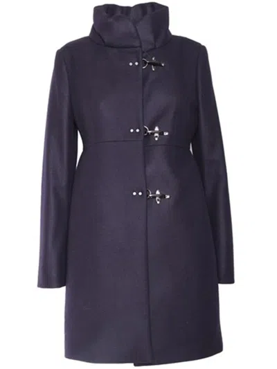 Fay High Collar Long Sleeves Mid-length Coat In Blue