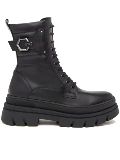 Nero Giardini Leather Ankle Boots In Black