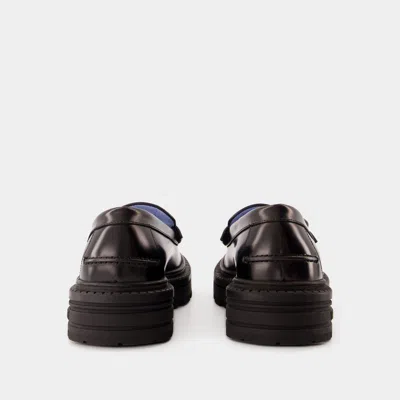 Versace Loafers Calf Leather Flat Shoes In Black