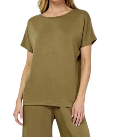 See And Be Seen Dolman Soft Lounge Top In Olive In Green