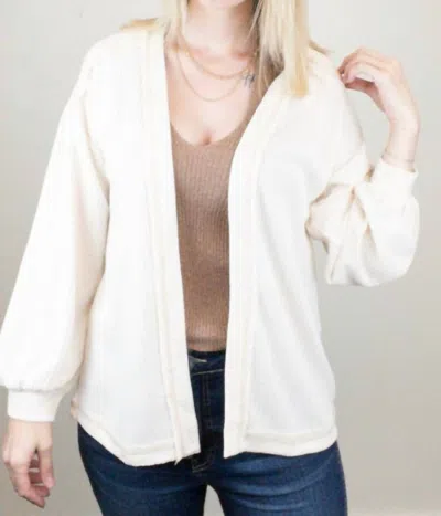 Blu Pepper Reverse Stitch Cardigan In Cream In White