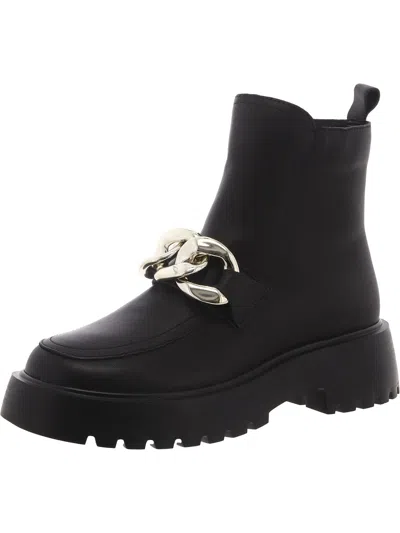 Steve Madden Cleo Womens Leather Platforms Ankle Boots In Black