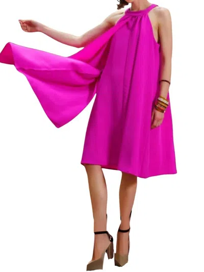 Isle By Melis Kozan Halter Flutter Body Dress In Pink Punch In Pink
