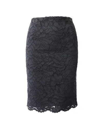 Sandro Midi Pencil Skirt In Black Lace Cotton In Black