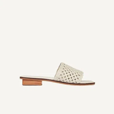 Bembien Pia Leather-trimmed Rattan Slides In White