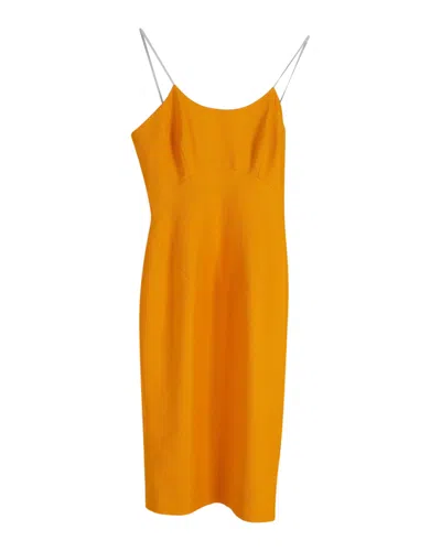 Victoria Beckham Spaghetti Strap Dress In Yellow Cotton In Yellow