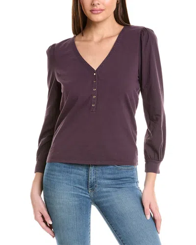 Nation Ltd Ivy Snap Henley Top In Fig In Purple