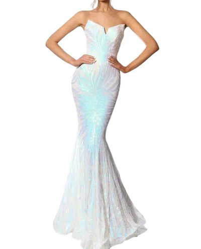 Portia And Scarlett Long Strapless Mermaid Prom Dress In Ivory In Multi