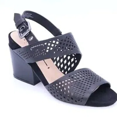 Naked Feet Leo Perforated Heeled Sandal In Black In Blue