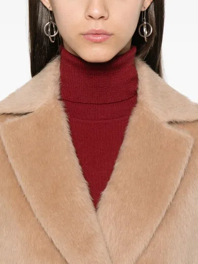 Peserico Double-breasted Alpaca-wool Blend Coat In Brown