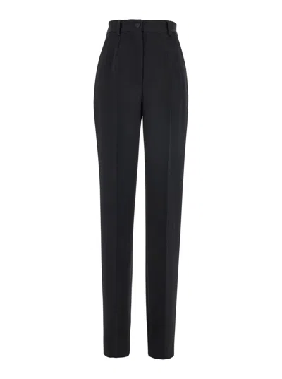 Dolce & Gabbana Black Pants With High Waist And Belt Loops In Black