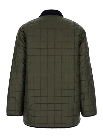 Drôle De Monsieur 'la Veste Matelassée' Green Reversible Jacket With Embroidered Logo On The Front In Green
