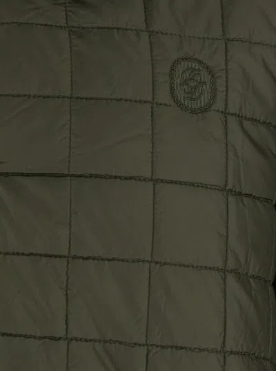 Drôle De Monsieur 'la Veste Matelassée' Green Reversible Jacket With Embroidered Logo On The Front In Green