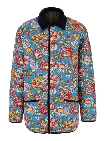 Drôle De Monsieur 'la Veste Matelassée' Green Reversible Jacket With Embroidered Logo On The Front In Green