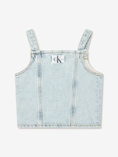 Calvin Klein Jeans Est.1978 Calvin Klein Jeans Calvin Klein Girls Strap Denim Top In Blue