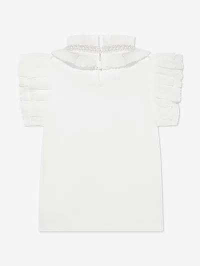 Angel's Face Angels Face Girls Pearlee Pleated Pearl Collar Top In White