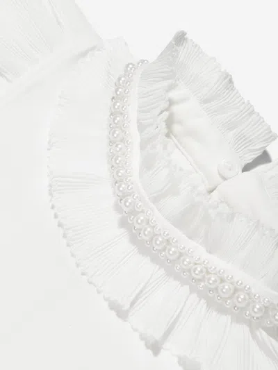 Angel's Face Angels Face Girls Pearlee Pleated Pearl Collar Top In White