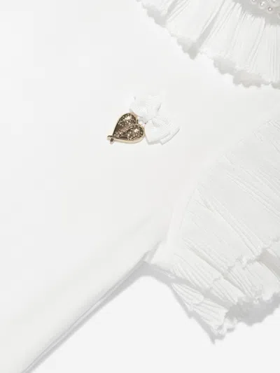 Angel's Face Angels Face Girls Pearlee Pleated Pearl Collar Top In White
