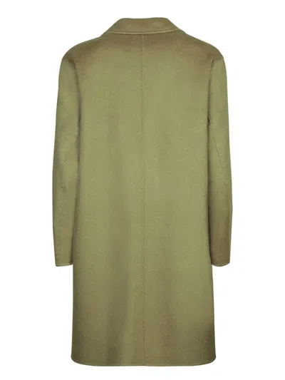 Amaranto Wool Blend Coat With Classic Lapel And Button Closure In Green