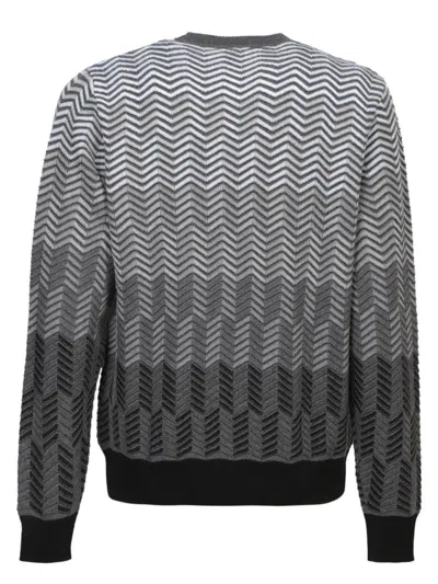 Missoni Textured Knitwear With Chevron Pattern And Feel In Grey