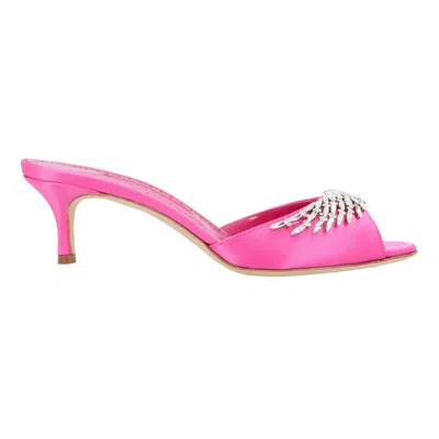 Manolo Blahnik Lumana 50mm Satin Mules In Pink