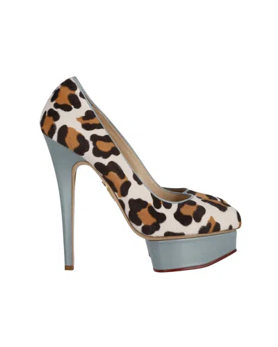 Charlotte Olympia Polly Leopard Print Platform Pumps In Multicolor Calf Hair And Leather In Multi