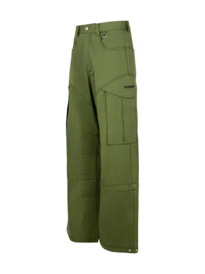 Off-white Off White Men Cargo Pants In Cotton In Army Green/black