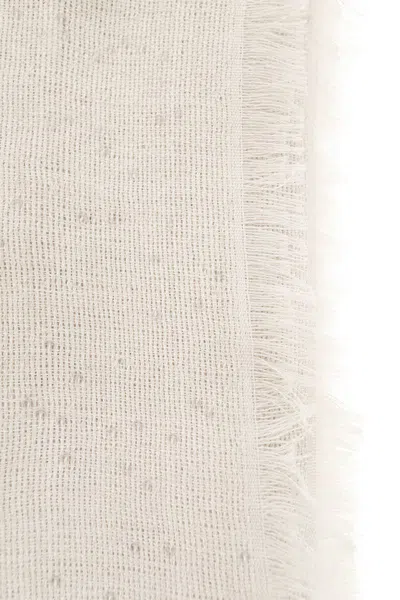 Brunello Cucinelli Diamond Cashmere And Silk Scarf In Pearl