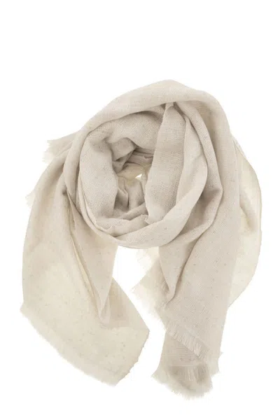 Brunello Cucinelli Diamond Cashmere And Silk Scarf In Pearl