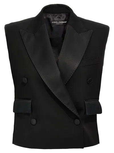 Dolce & Gabbana Tuxedo Gilet With Satin Peak Lapels In Black