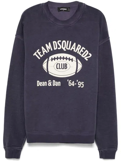 Dsquared2 Crew Neck Graphic Print Sweatshirt In Blue