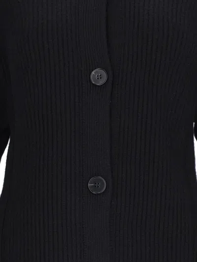 Jil Sander Black Wool Cardigan With Buttons In Black
