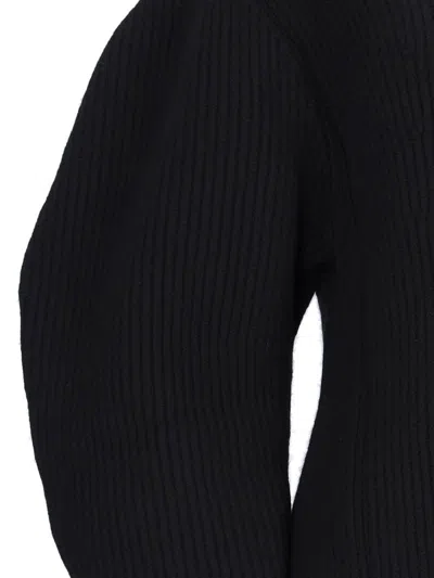 Jil Sander Black Wool Cardigan With Buttons In Black