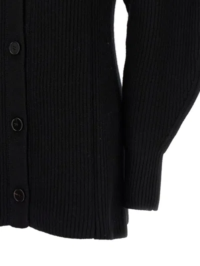 Jil Sander Black Wool Cardigan With Buttons In Black