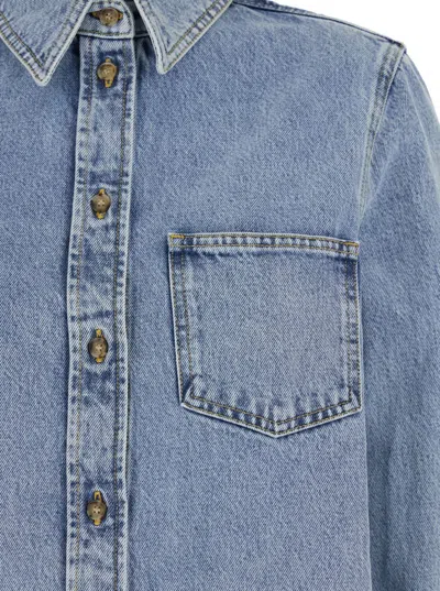 TOTÊME LIGHT BLUE SHIRT WITH PATCH POCKET IN DENIM WOMAN 