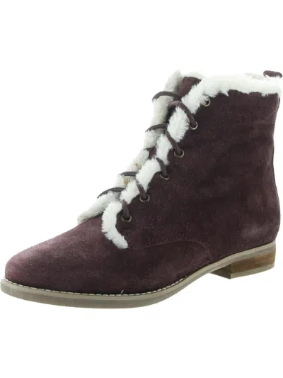Array Canyon Womens Suede Faux Fur Lined Ankle Boots In Red