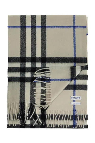 Shop Burberry Ered Scarf In Cashmere In Neutro